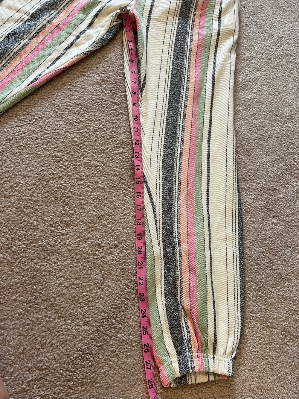 O'Neill Cream Lounge Suit with Pink, Green, Peach & Black Stripes, NWOT (L&XL) - Picture 4 of 15